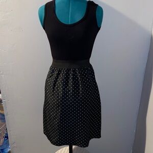 Elegant Black Polka Dot A-Line Skirt